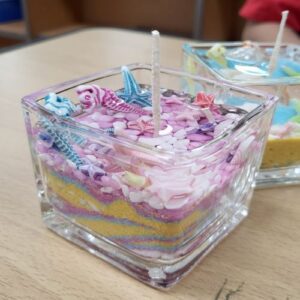 투명 양초 색모래